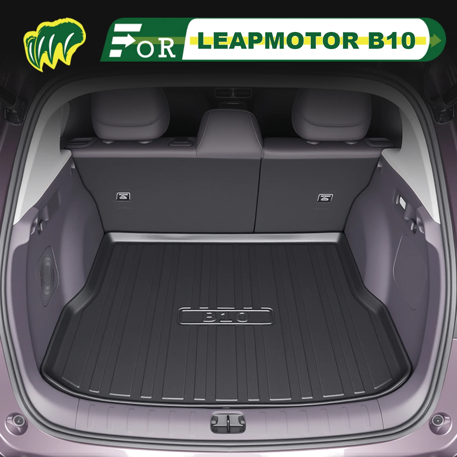 

For LEAPMOTOR B10 2025 TPE Custom Fit Car Trunk Mat All Season Cargo Mat 3D Shaped Rear Trunk Liner Chair-back Protection Mat