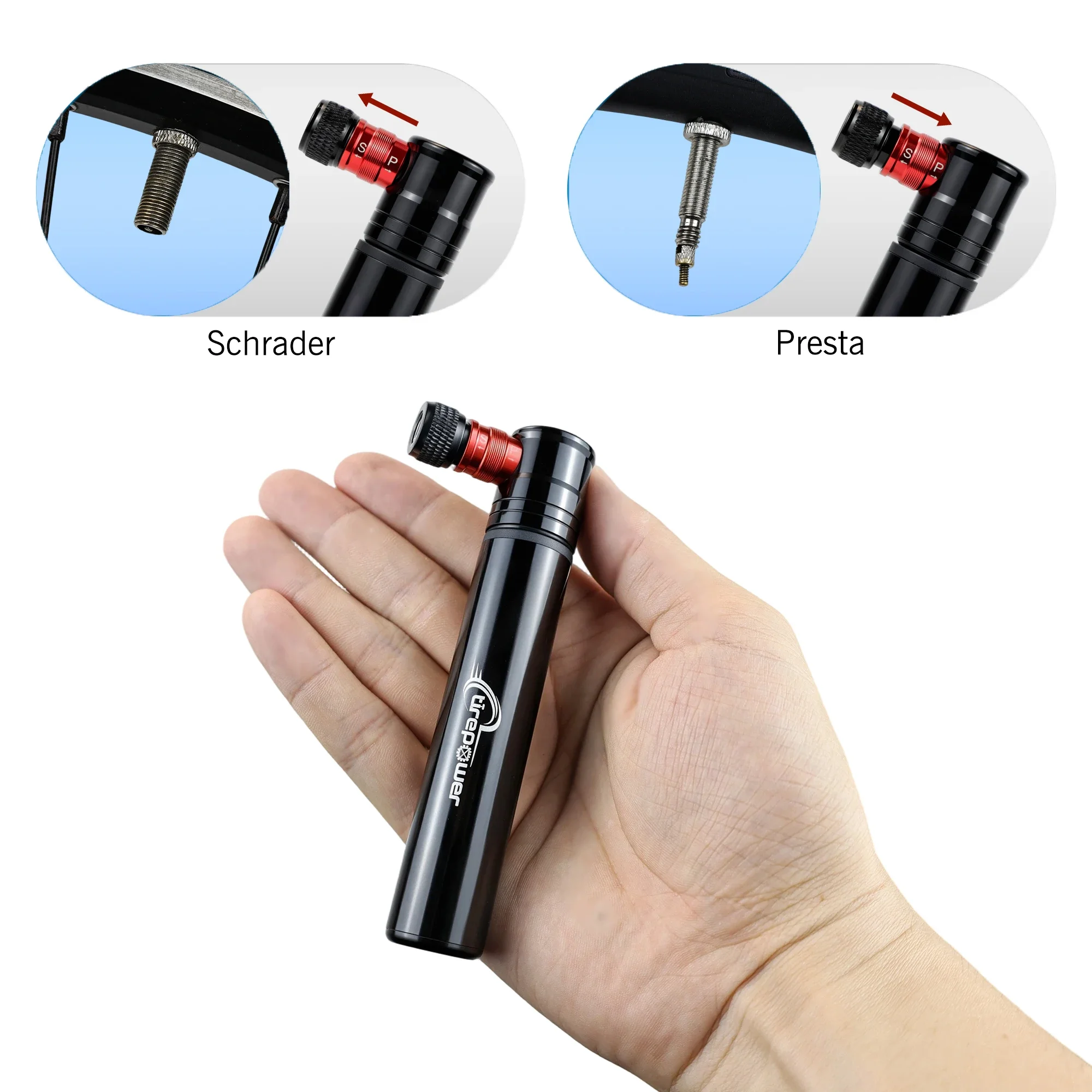 Mini Bicycle Hand Pump 100 PSI Aluminium Alloy Air Cycling Tire Inflator with Schrader & Presta Valves for MTB Road Bikes Balls