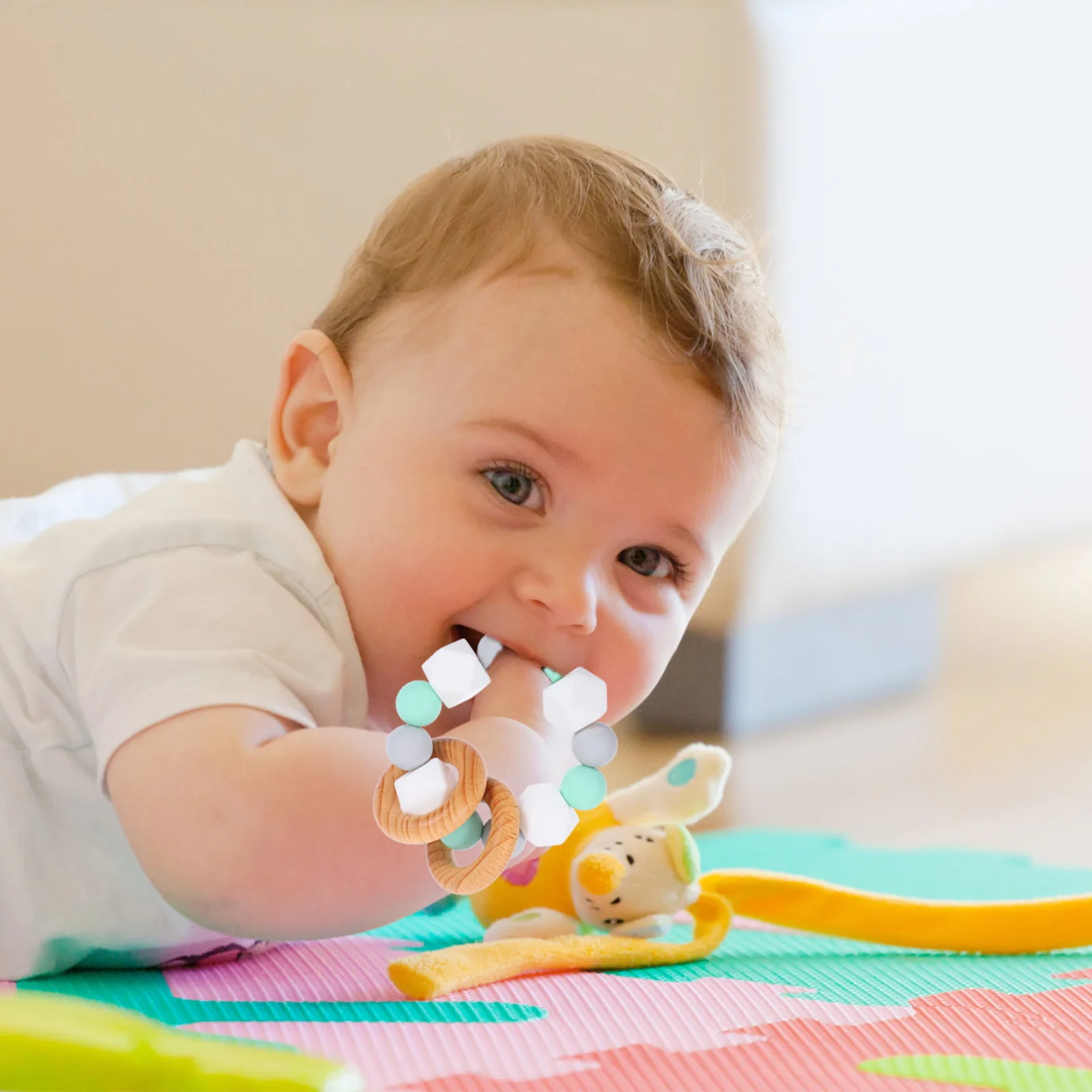 

Детский браслет для прорезывания зубов, дизайн с закругленной дугой, жевательное кольцо для младенцев, облегчение моляров, жевательный круг, игрушка для прорезывания зубов для младенцев