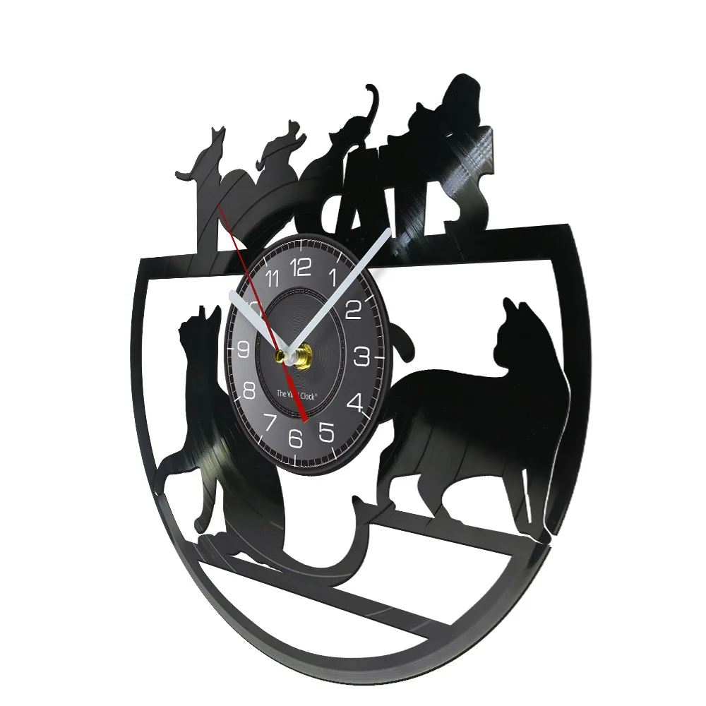 I Love Cat Vinyl Custom Wall Clock Vintage Style Cats Wall Clock Design Gift For Cat Lovers Animals