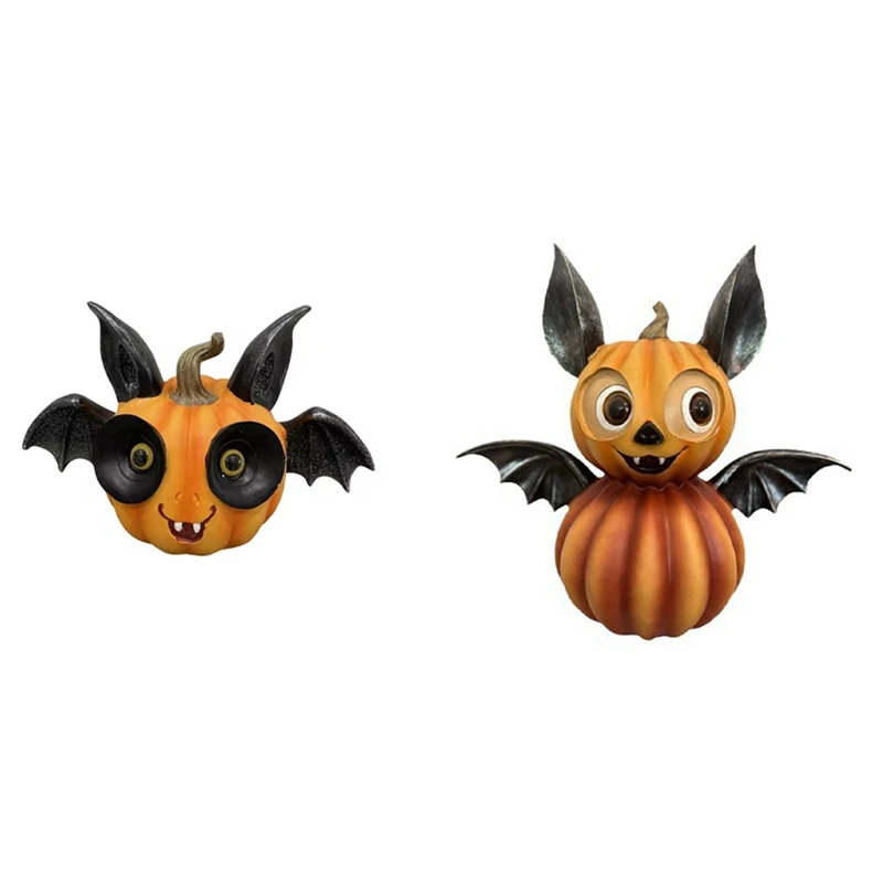 Halloween Scary Bat Pumpkin Ornaments Pumpkin Shaped Home Decoration Resin Cute Bat Decoration