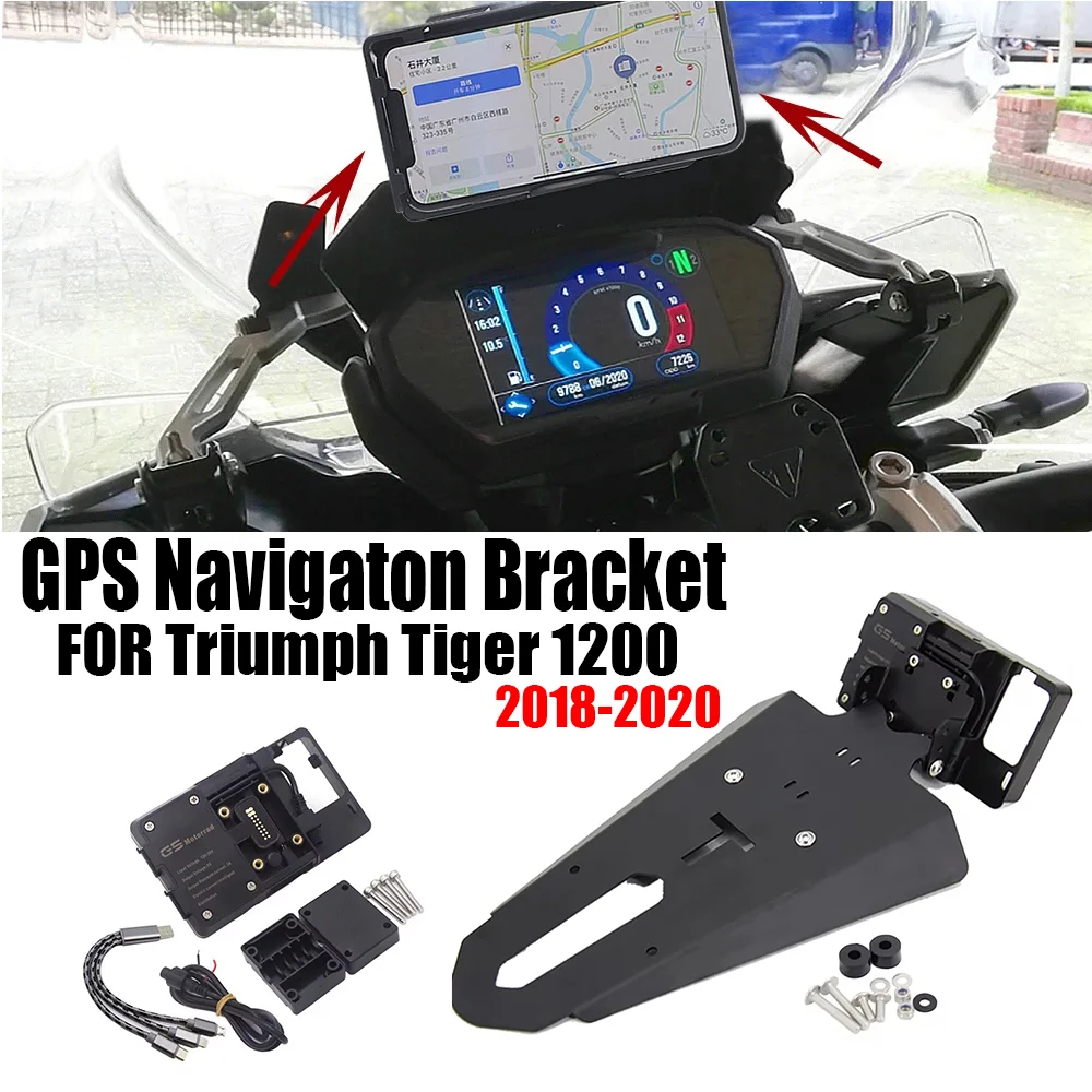 

NEW Motorcycle Front Phone Stand Holder Smartphone Phone GPS Navigaton Plate Bracket For Triumph Tiger 1200 2018 2019 2020