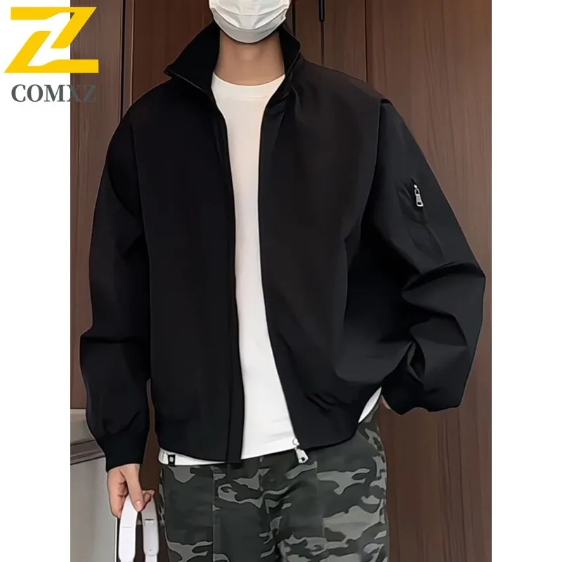

COMXZ Male Classic New Jacket Loose Korean Style Casual Lightweight Coat Fashion Outdoor Hiking Windproof Autumn Garment