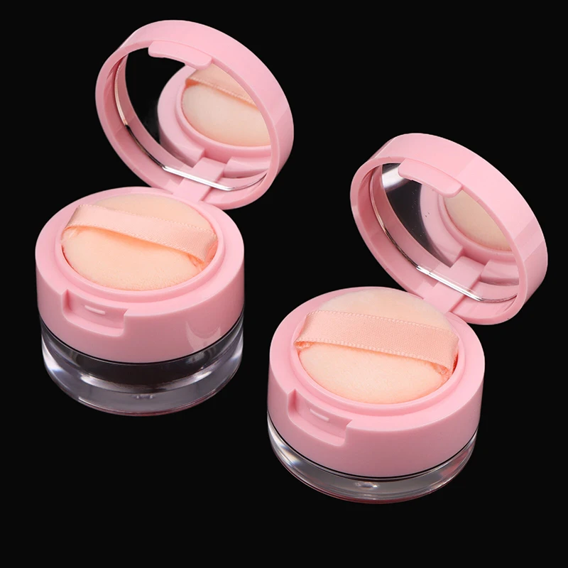 1PC Portable Plastic Powder Box Empty Loose Powder Container With Sieve Mirror Cosmetic Sifter Loose Jar Travel Makeup Container