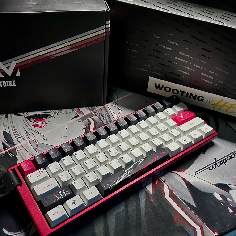Giappone Anime Yukiaim Copritasti Wooting Keycap Tastiera meccanica Cherry Profilo Sublimazione della tintura Bianco Nero Cap 131 tasti