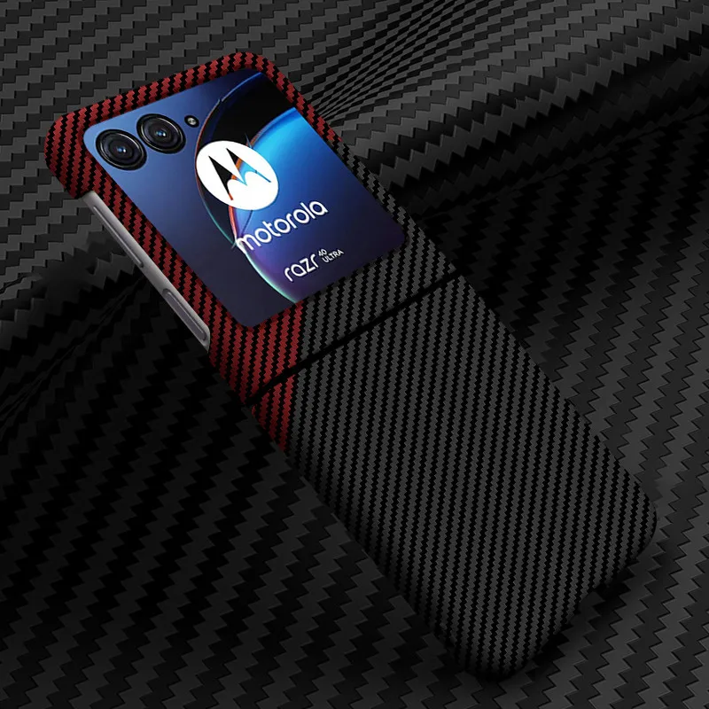 Carbon Fiber Case For Motorola Razr 50 50Ultra Razr Plus 2024 Ultra-thin Aramid Fiber Lens Protection Cover