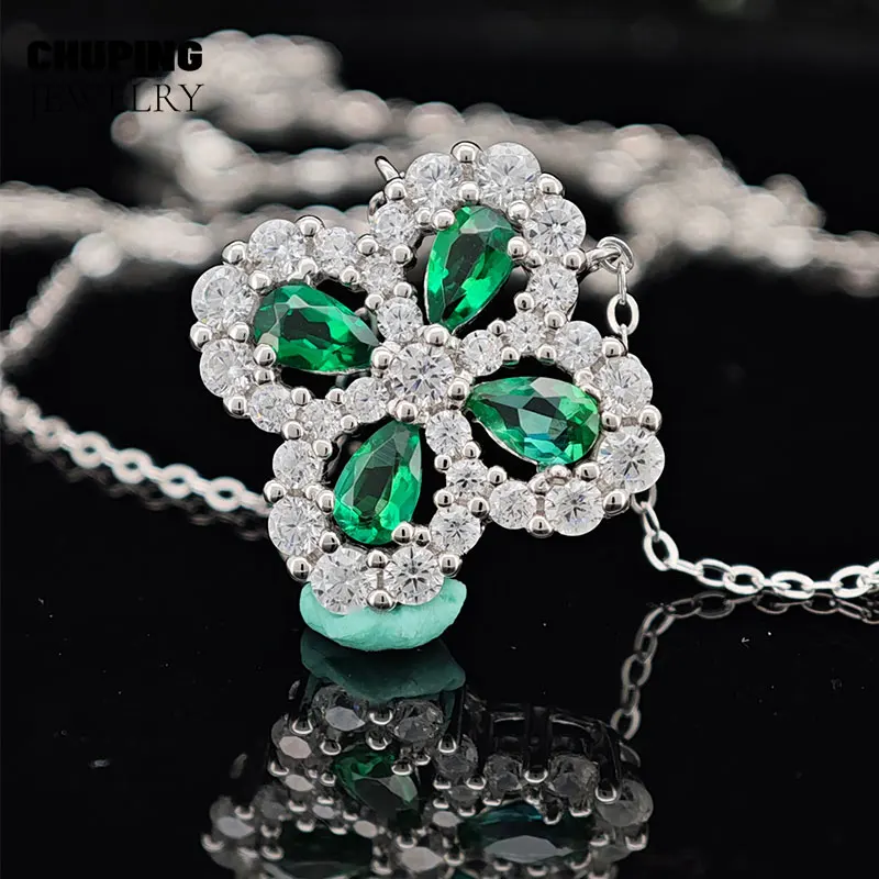 

ChuPing Lab Ruby Lab Изумрудное серебряное ожерелье S925 Подарок на помолвку для женщин Подарок на День святого Валентина или день рождения Изящные ювелирные изделия