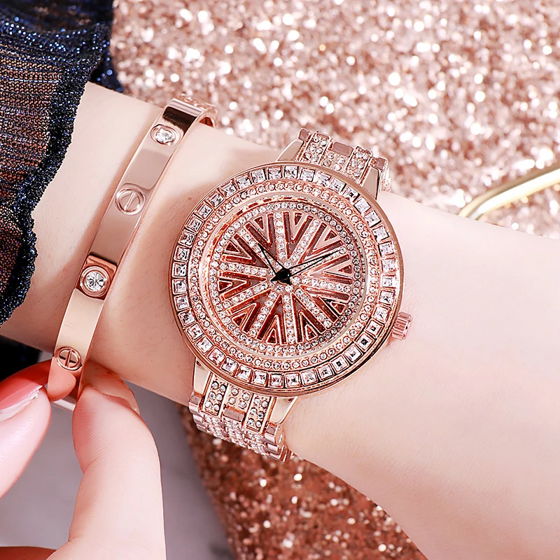 Orologi al quarzo moda oro da polso da donna orologi eleganti con diamanti in cristallo orologio di lusso impermeabile in acciaio inossidabile