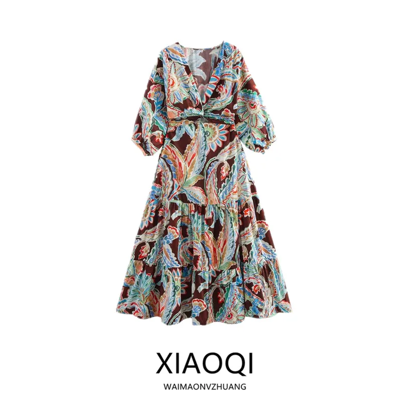 

Весна 2025: Новое поступление! Универсальное женское платье с цветочным принтом, модный дизайн, декоративный узел, для повседневной носки, цельное.