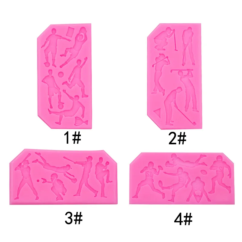 Sports Theme Silicone Mold Rugby Golf Football Player Contour DIY Cake Decoration Accessories Resin Mould A582