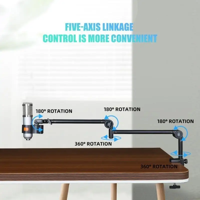 E56B Microphone Mount with Adjustable Knobs Microphone Arm Stand Streaming Microphone Support for Musicians & Content Create