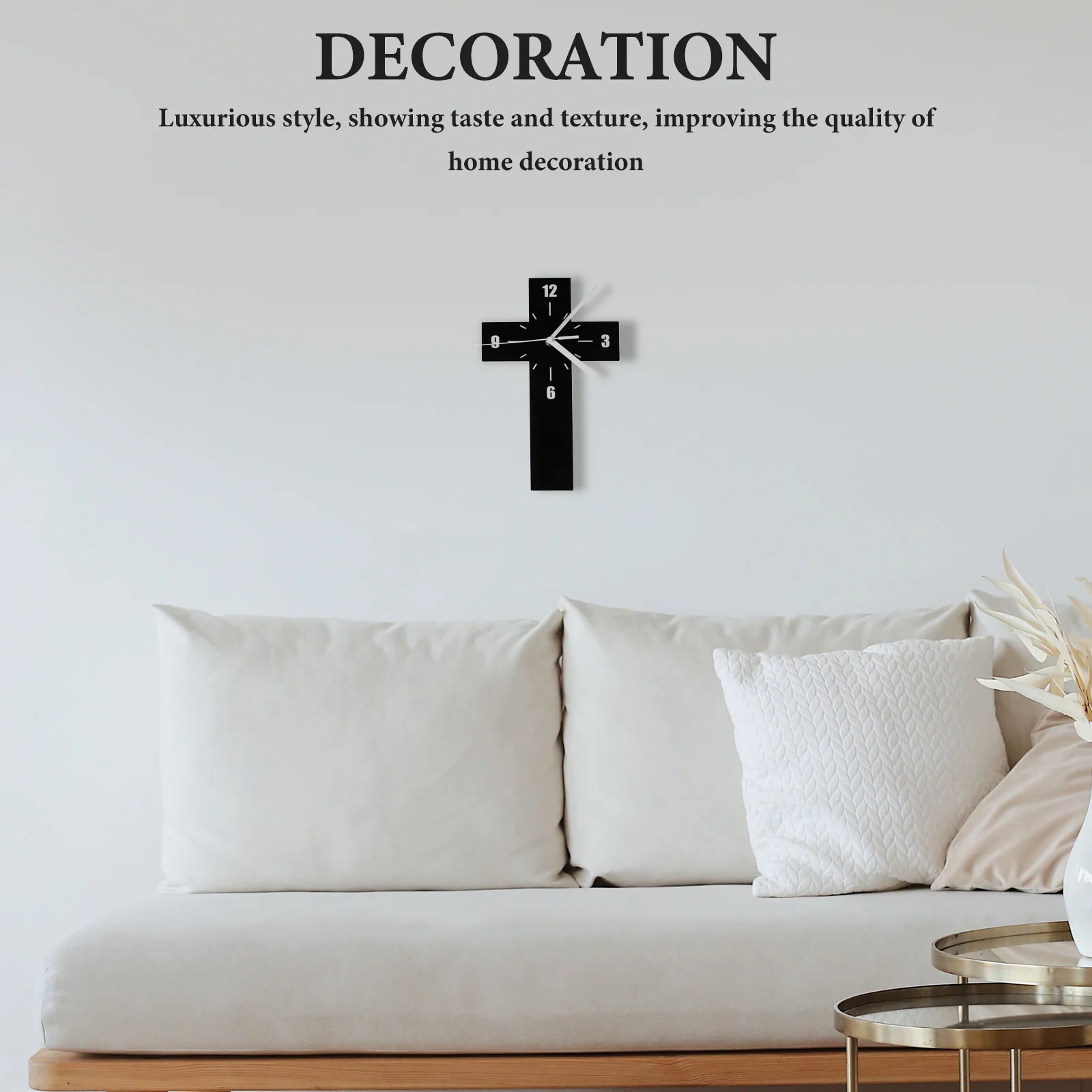 

Delicate Cross Decorative Hanging For Bedroom Office Acrylic Decor Modern Style Household Mute Wall Clock Home Supply Indoor