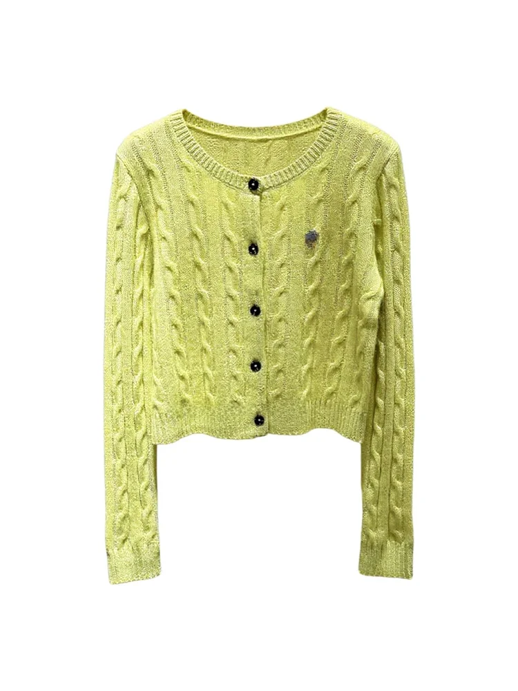 Ele Cárdigan de punto para mujer Slim Fit Long Sve round Ne Diseño en espiral con corte único en la cintura Otoño Nuevo Sle Transpirable C...