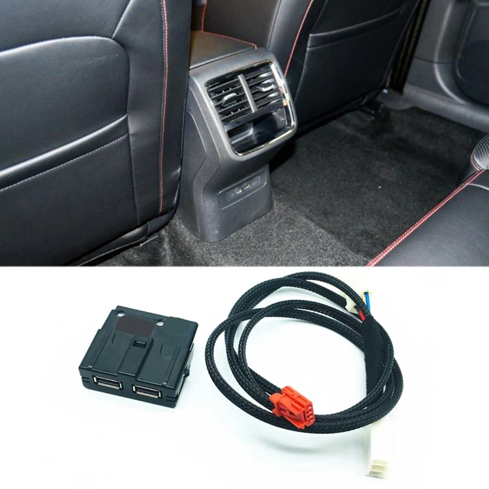 Car Armerst USB Socket Rear Seat USB Adapter Wiring Harness for Tiguan MK2 Octavia Superb Kodiaq 5QD035726