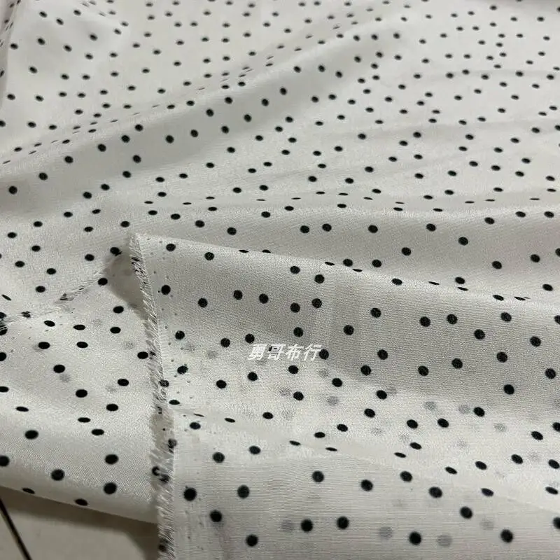 03 Double Zou Silk Small Polka Dot Fabric Silk Slightly Transparent Summer Dress Shirt Suspender Skirt Fabric
