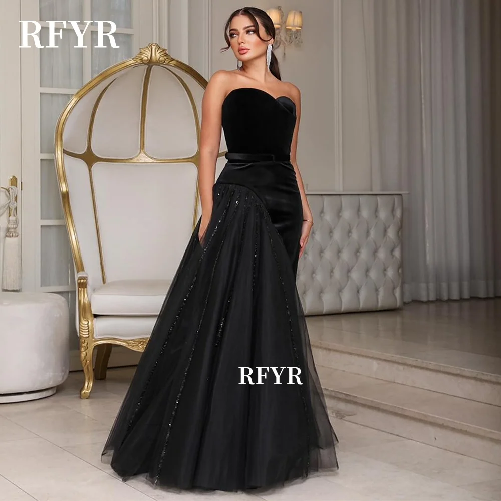 

RFYR Sweetheart Prom Dress Side Train Evening Dresses Velvet Elegant Princess Ball Gowns Fairy فساتين مناسبة رسمية Customized