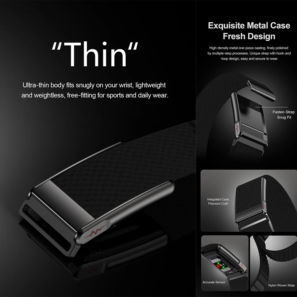 E910 Screen-Free Smart Band Fitness Health Tracker Body Temperature Sport Smart Bracelet ECG HRV SpO2 IP68 Waterproof Wristbands