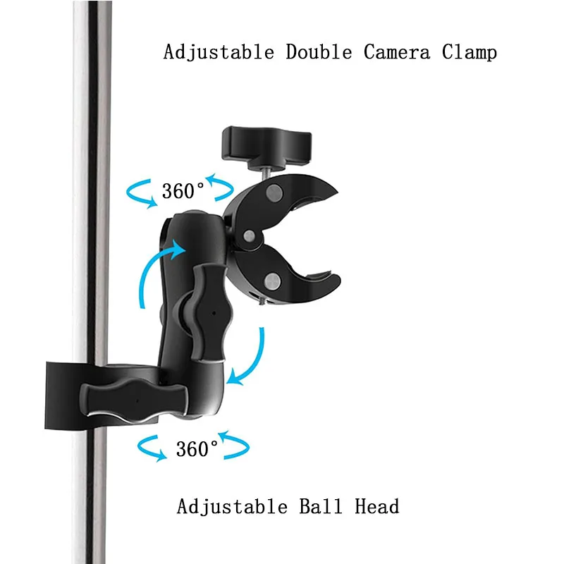 Camera Selfie Stick Handlebar Stand for Insta360 X4 X3 X2 GoPro 12 11 10 9 SJCAM Motorcycle Bicycle Double Clip Bracket Arm Clip