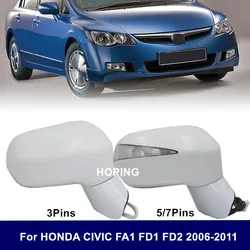 Hoping Rearview Mirror For HONDA CIVIC FA1 FD1 FD2 2006 2007 2008 2009 2010 2011 3/5/7 Pins SIde Mirror assembly unpainted