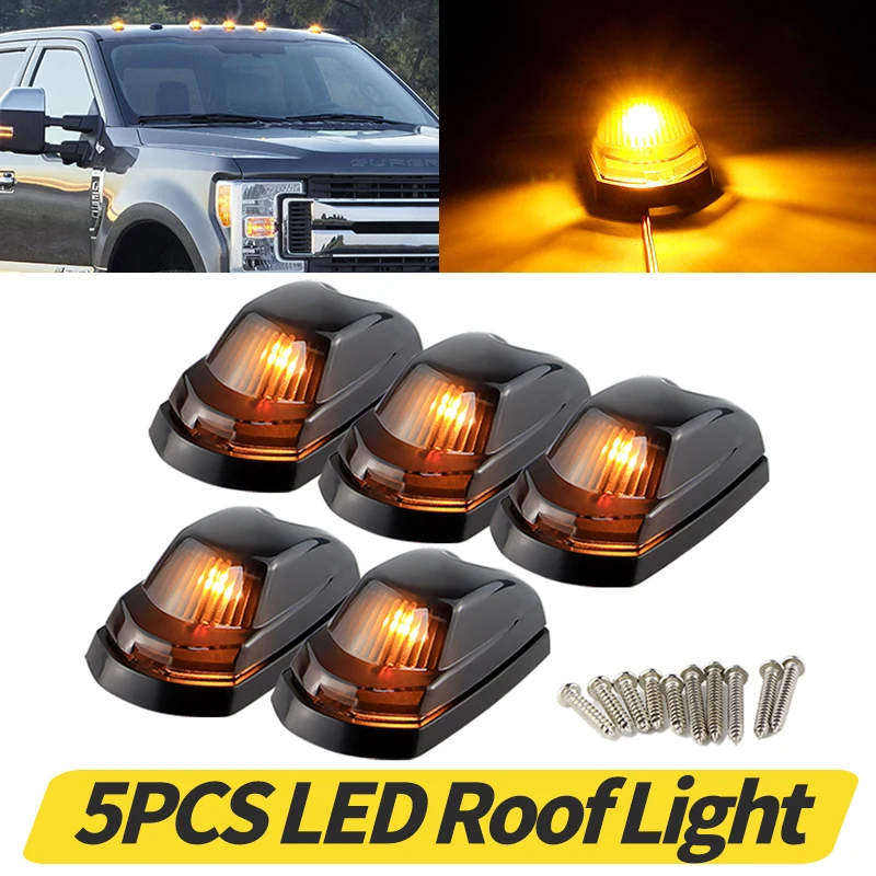 

5PCS Smoked Car Cab Marker Roof LED Light for Truck Running Marker Lights For Ford F-250 F-350 F-450 Super duty Pickup 2018 2019
