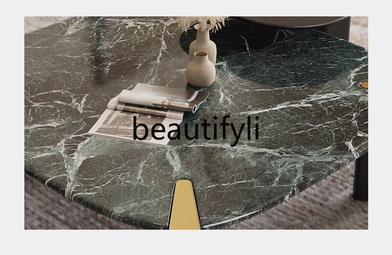 大理石のコーヒーテーブル リビングルーム モダン シンプル ライトラグジュアリー 高級感 家庭用 正方形 コンビネーションコーヒーテーブル