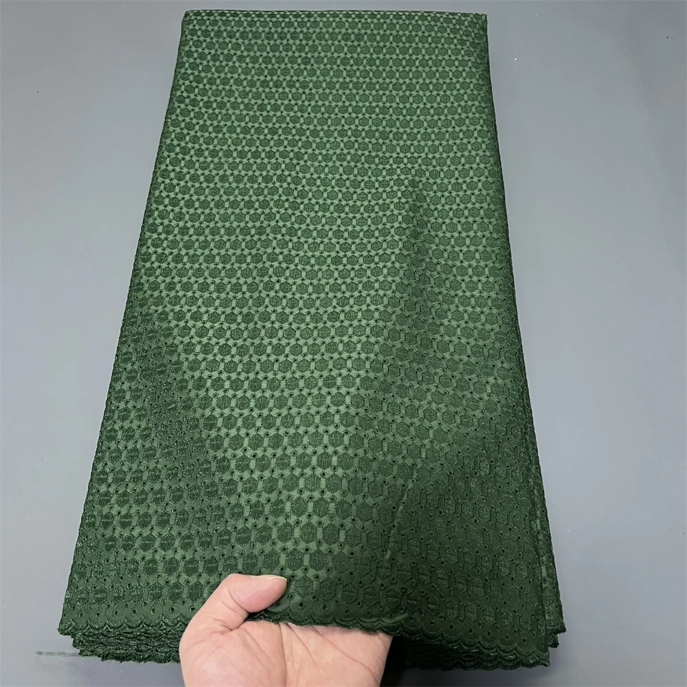 

2026 African Nigerian Tulle Lace Fabric for Dress Sewing High Quality polish luxe Cotton Pure Embroidery Wedding 5Yard hz1409