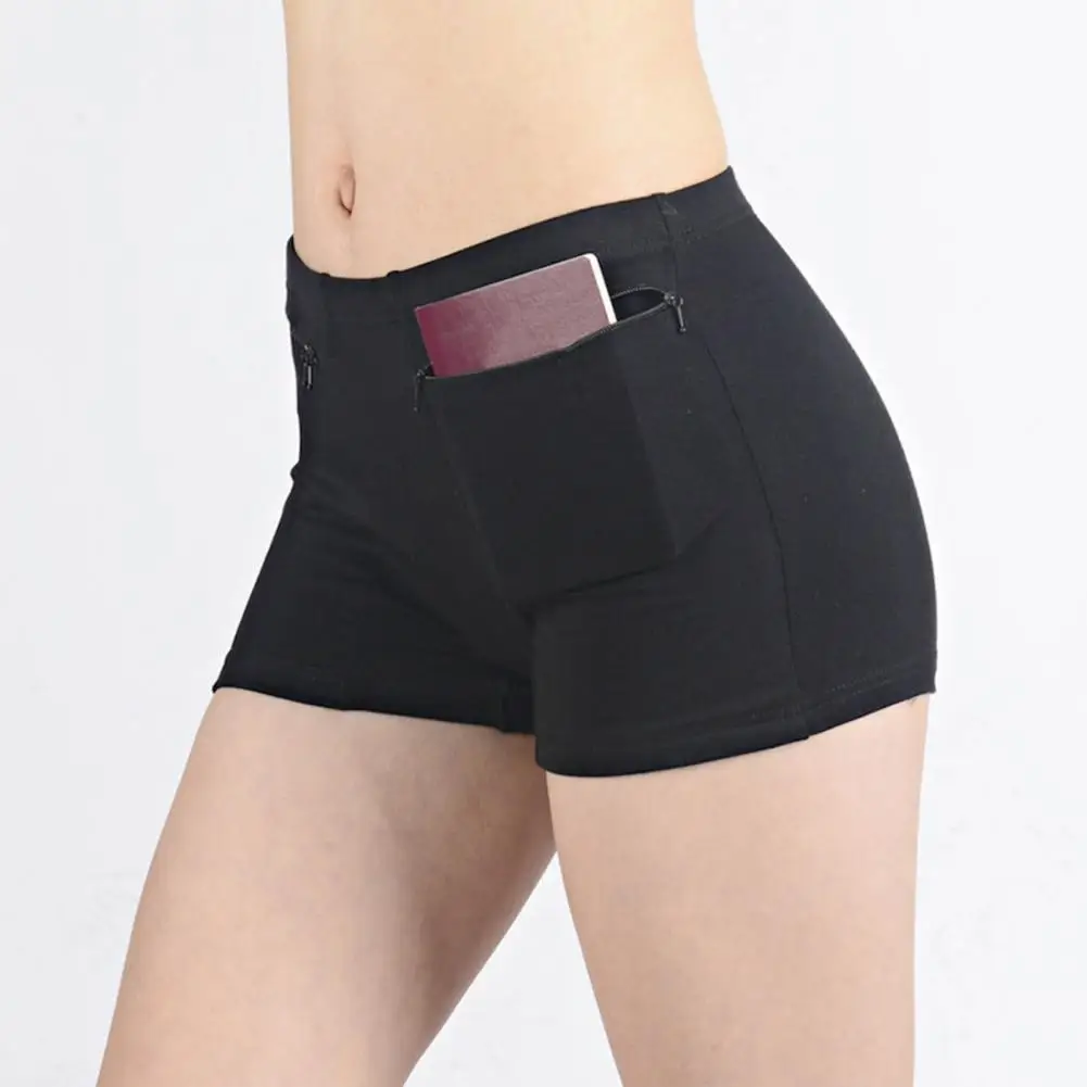 Zippered Pocket Safety Pants High Waist Anti-theft Yoga Shorts with Zippered Pocket for Women Mini Skirt Shorts for Outdoor