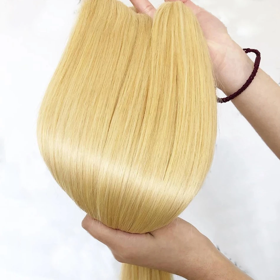NextFace cheveux humains raides blonds paquets cheveux brésiliens # 613 cheveux blonds miel longs cheveux raides paquets 12-40 pouces vente