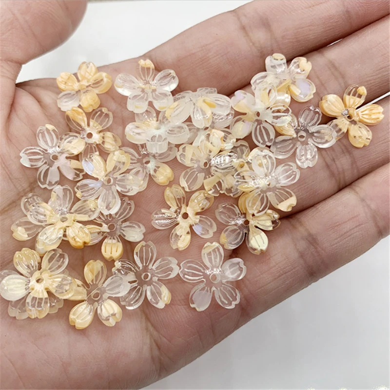 10Pcs/lot New Acetic Acid 14MM Flower Acrylic Beads Torus Charm Connectors Diy Ornament Earrings Hair Jewelry Making Accessories