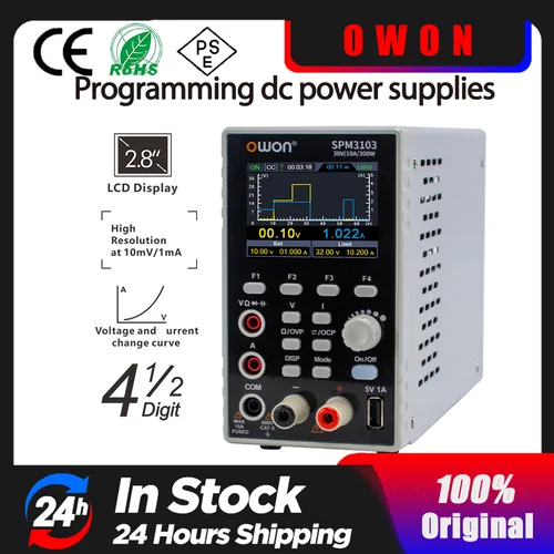 Fuente de alimentación CC programable OWON SPM3103, fuente de alimentación de laboratorio portátil con regulador de voltaje multímetro digital de 4 1/2