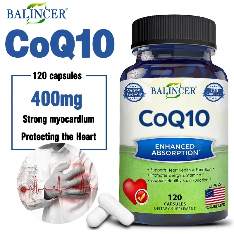 Organic Ultra High Absorption COQ10 Coenzyme Q10 Vascular and Heart Health Blood Pressure Balance Support Energy Brain Function