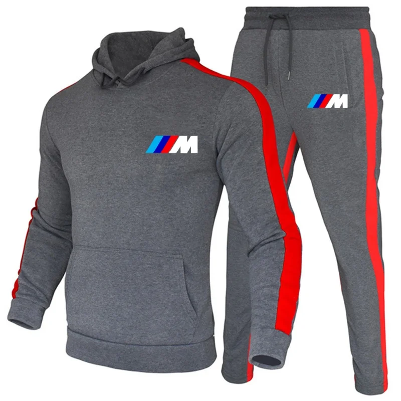 

BMW Brand Logo Printed Men's Suit Zipper Hoodie Set Spring and Autumn Coat+Pants 2-Piece Set Car Enthusiast Street Men's Suit