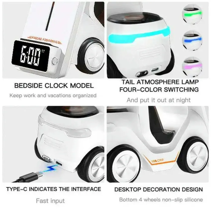 Soporte de carga inalámbrico T20 5 en 1, estación de carga rápida de 15W con alarma y luz ambiental, teléfono, reloj inteligente, escritorio de auriculares