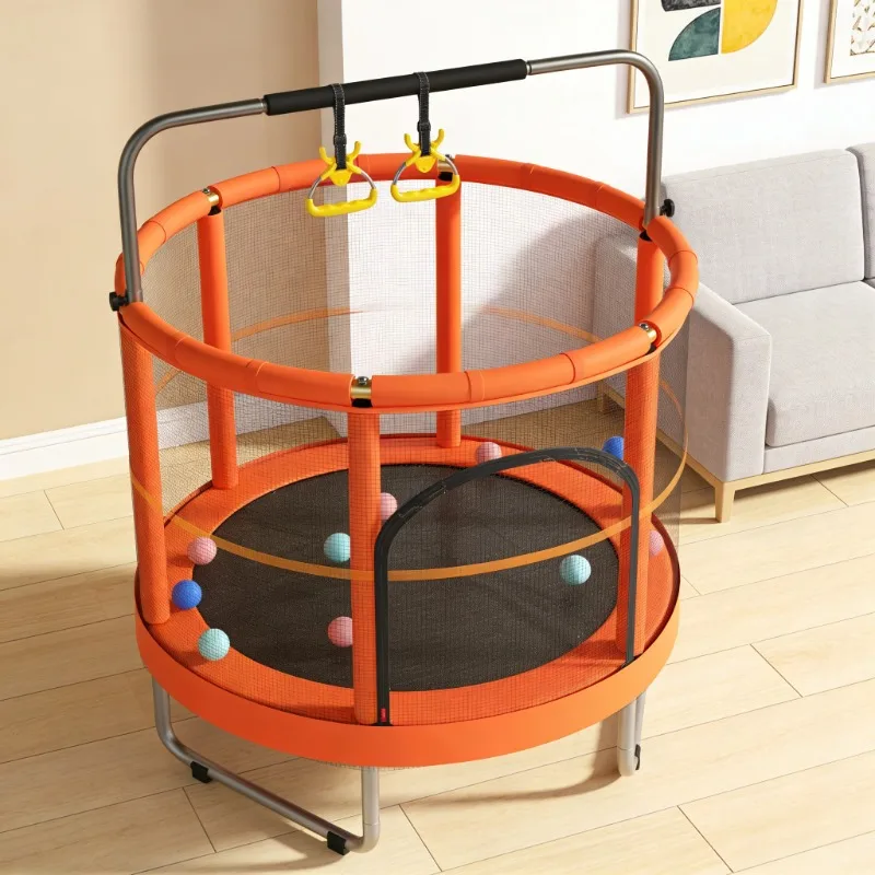 Dual-spring mini trampoline fitness machine with adjustable foam handles, suitable for adult gym workouts and home use