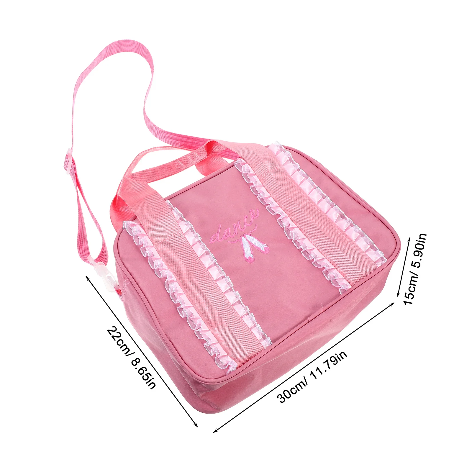 حقيبة الرقص الوردية الدانتيل الباليه حمل حقيبة الكتف Crossbody Duffle Messenger لراقصة الباليه سعة كبيرة سستة آمنة #5
