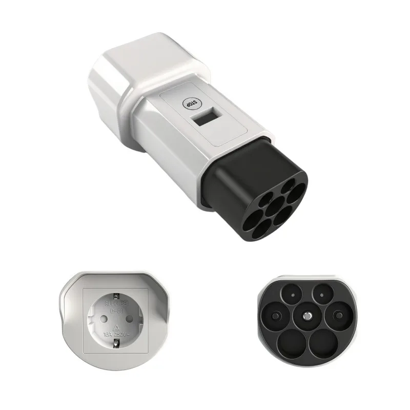 

Практичный адаптер для зарядки электромобилей с разъемом типа 2 на разъем Schuko, 16 А, 220 В, разъем EV, преобразование энергии