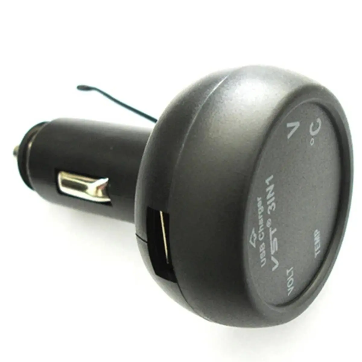 DT35BG Car Voltmeter Tester 3in1 Digital Voltmeter Thermometer LED Display 12/24V 2.1A Lighter USB Car Charger