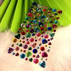 2 Sheets Face Gems Jewels Stickers Self Adhesive Face Decor Rhinestone For Music Festival Party Children Toy DIY Diamond Sticker