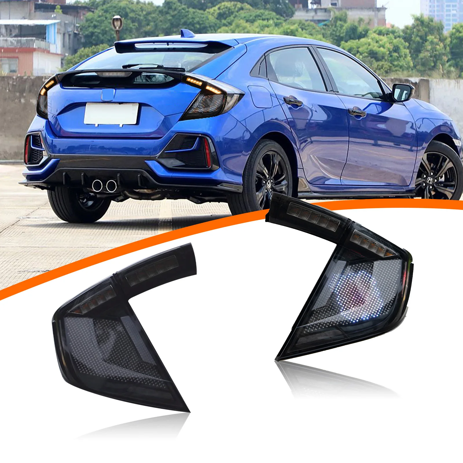 

Motion Taillight for 10th Honda Civic Hatchback TypeR LED Tail Lights Civic FK7 FK8 2016 - 2020 Tail Lights Rear Lamp