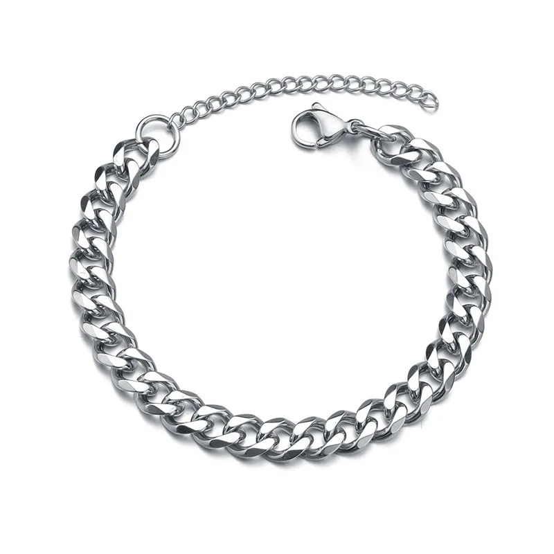 Simple Style Cuban Chain Bracelet Men 3/5/7mm Hiphop Link Braslet Bangle Adjustable Punk Jewelry Outdoor Sports Cycling Braclet image 6