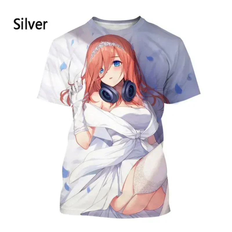 Fashion Men Clothing Anime The Quintessential Quintuplets Nakano Miku 3D Print T-shirt Harajuku Street Unisex Oversized T Shirt