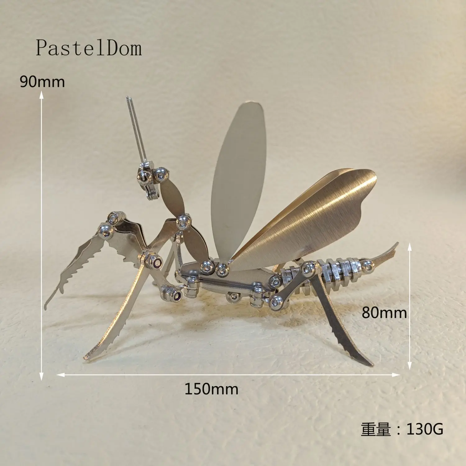 Punk‑Style 3D Screw‑Assembly Mantis Model, Stainless Steel Mechanical Insect Puzzle, Simulated Finished Decor Ornament