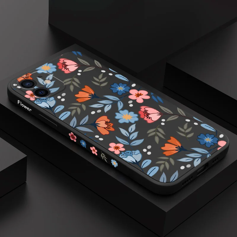 

Pleasure Flower Phone Case For iPhone 12 11 X XR XS 8 7 SE2 Plus Pro Max Mini Liquid Silicone Cover