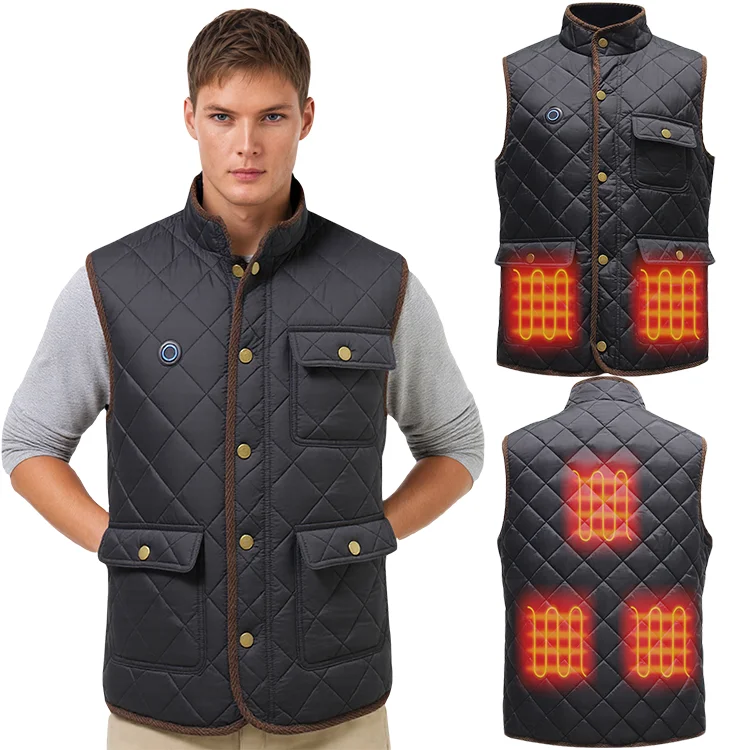 Chaleco calefactable de talla grande con batería grande 5XL, chaqueta eléctrica recargable por Usb con bolsillo, chaleco térmico deportivo