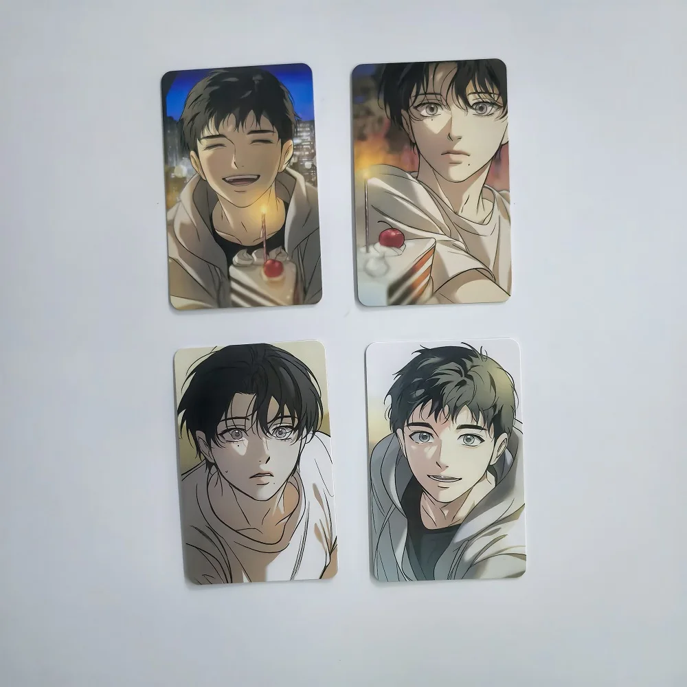 4 Pcs Korean Manhwa Backlight Lomo Card Baek Yeongwoon, Han Seo-in Mini Postcard HD Photo Cards Fans Collection Gift
