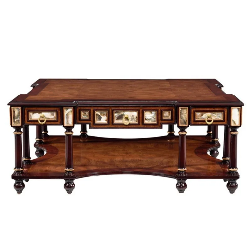 

Square coffee table English shell coffee table mahogany tea table