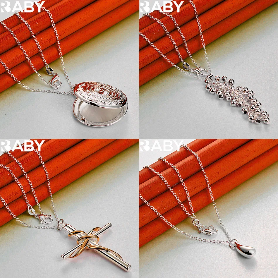 

URBABY 40-75cm 925 Sterling Silver Design Pendant Necklace For Women Men Charm Trend Birthday Gifts Fashion Party