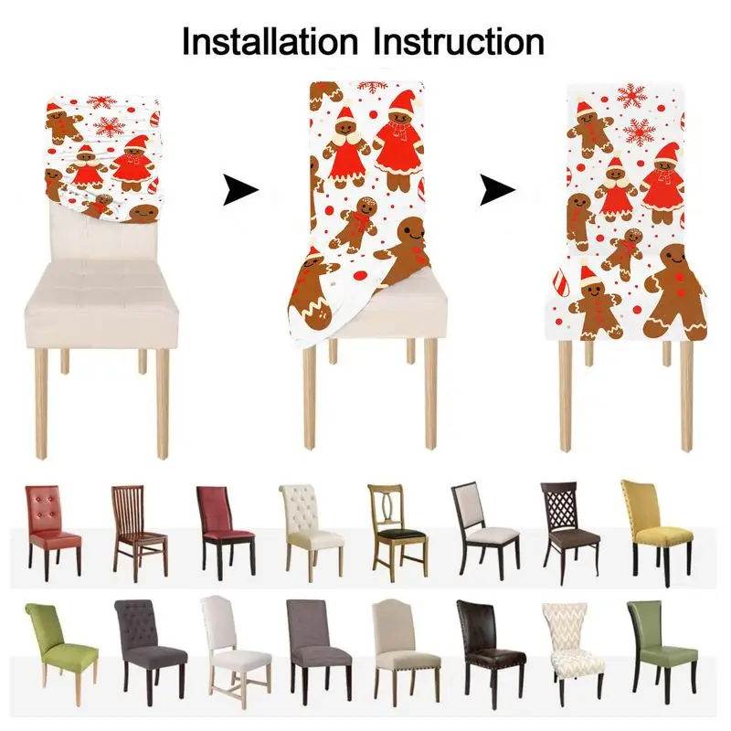 4/6 قطعة أغطية كراسي الطعام الزنجبيل رجل دمية نمط آلة قابل للغسل للإزالة غرفة المعيشة كرسي ديكور الغطاء الواقي