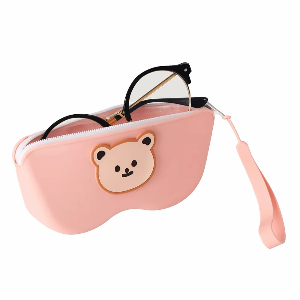 

Waterproof Silicone Eyeglasses Case Dustproof Cartoon Bear Small Items Bag Multifunctional Coin Purse Sunglasses Pouch Female