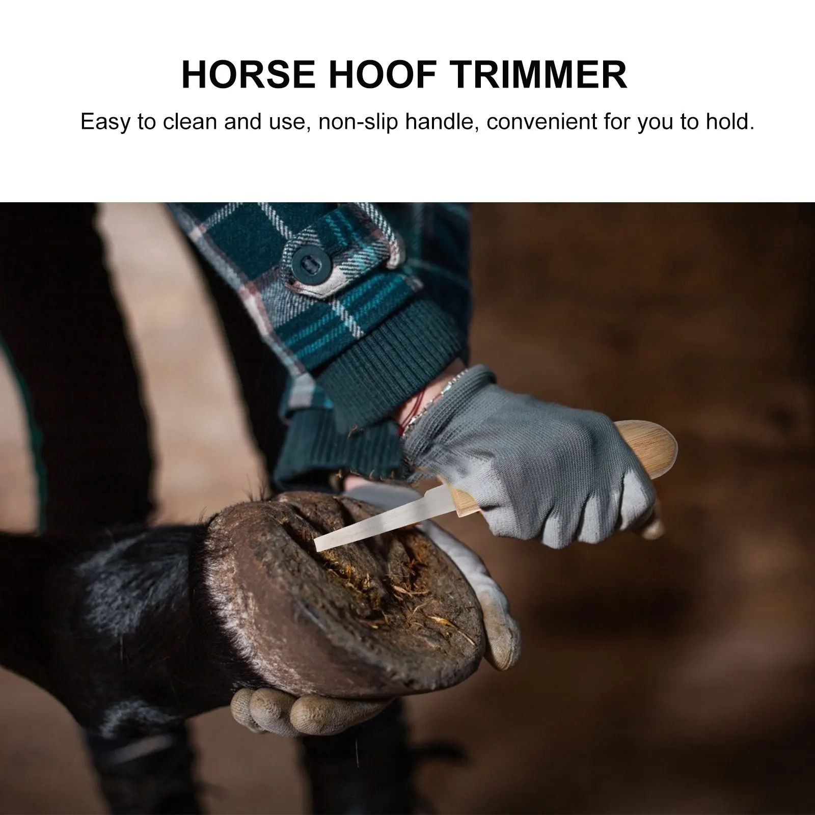 

2Pcs Hoof Repair Cutter Stainless Steel Blade with Wooden Handle Professional Shoeing Tool for Animal Foot Trimming